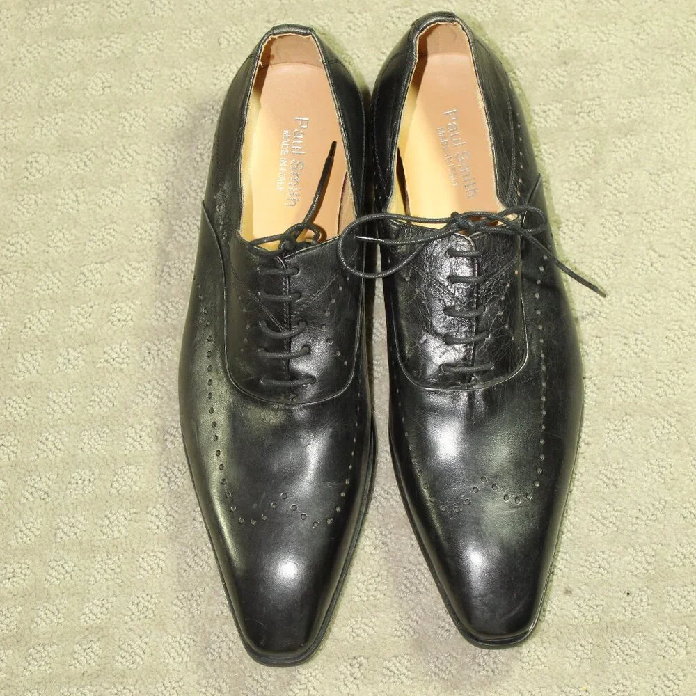 NEW Paul Smith Men's 11 / 45 Black Leather Oxfords Shoes Made in Italy